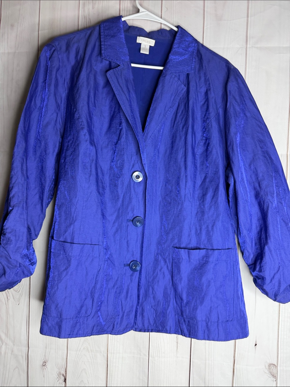 Chico's Electric Blue Women's Blazer Jacket sz 3 -1179